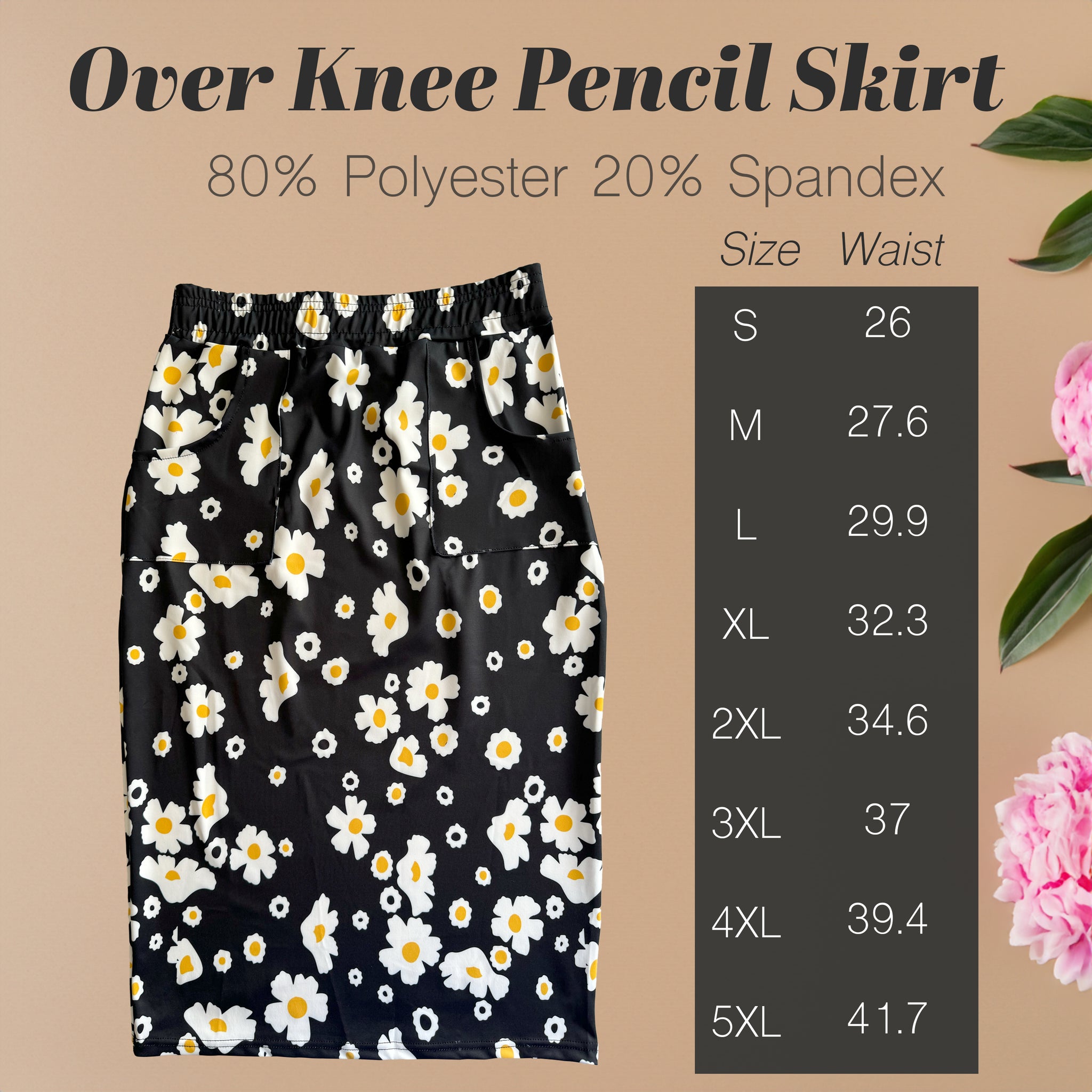 Floral pencil skirt 4xl best sale